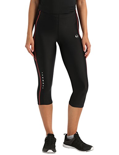 Ultrasport Damen Laufhose 3/4 Kompressionswirkung und Quick-Dry-Funktion, Schwarz/Dubarry, S von Ultrasport