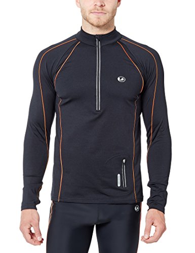 Ultrasport Herren Jimi windabweisendes Angerautes Fleece Laufshirt mit Reflektoren und Quick Dry Funktion, Schwarz/Neon Orange, L von Ultrasport