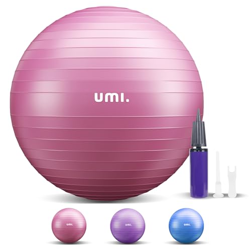 Sitzball Büro mit Ballpumpe, Gymnastikball 65cm 55cm 75cm Pezziball, Anti-Burst Fitnessball für Yoga, Gymnastik, Core Training, für Starken Rücken als Büro-Stuhl von Amazon Brand - Umi