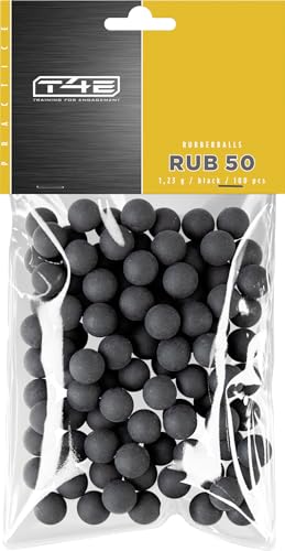 T4E Paintball Kugeln RUB 50, Munition Kaliber 0,50 100 Stück, Rubberballs, schwarz von T4E