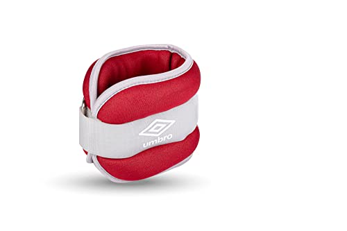 Umbro Gewichtsmanschetten - Gewichte für Beine und Arme - 2 Stück von 1000Gr - Verstellbar mit Klettverschluss - Komfortable Passform - Grau/Rot Umbro Gewichtsmanschetten - Gewichte für Beine und Arme - 2 Stück von 1000Gr - Verstellbar mit Klettverschluss - Komfortable Passform - Grau/Rot von UMBRO