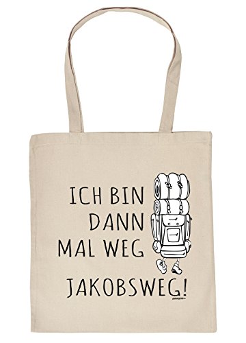 Baumwolltasche Wandern Bergsteigen Klettern Sprüche Tasche : Ich Bin dann mal Weg Jakobsweg! - lustige Stofftasche - Farbe: Creme von Unbekannt