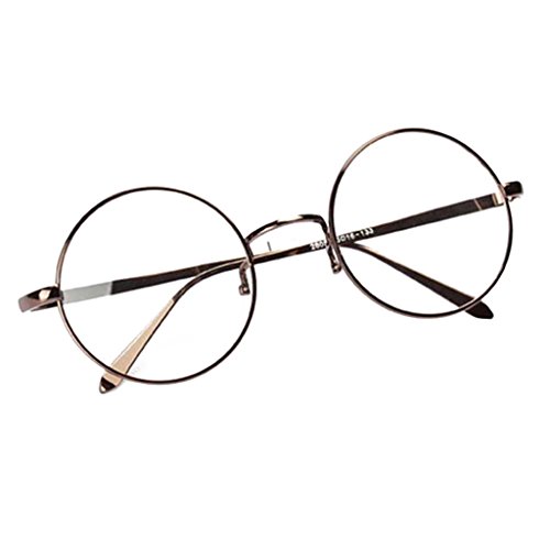 Brille im Retro-Design, unisex, Linse klar, rund, Gestell aus Metall, bronzefarben Brille im Retro-Design, unisex, Linse klar, rund, Gestell aus Metall, bronzefarben von Unbekannt