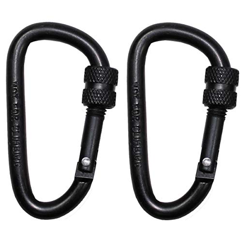 Karabiner, Schraubverschluss, D 6mmx6cm, 2er Pack, schwarz von MFH