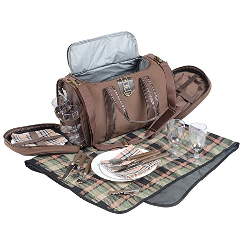 Picknicktasche mit Campinggeschirr Picknickkorb 29 teilig Umhängetasche 45 x 25 x 24 cm Braun Picknicktasche mit Campinggeschirr Picknickkorb 29 teilig Umhängetasche 45 x 25 x 24 cm Braun von Unbekannt