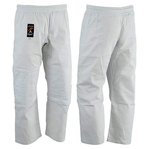 Playwell Kampfsport Judo Hose Weiß Gebleicht - (Doppel Gepolstert Knie) - Weiß, 180cm von Playwell