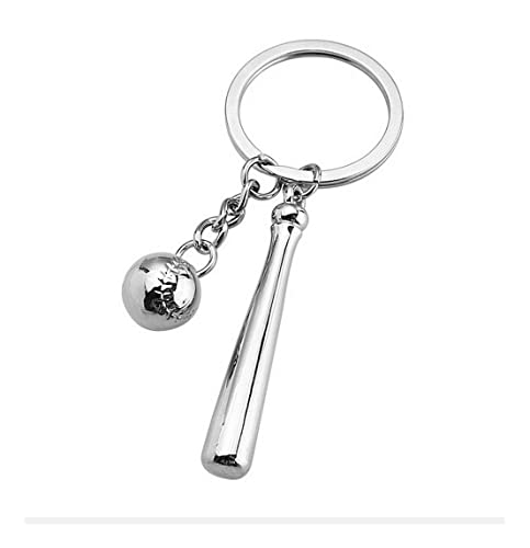 Schlüsselanhänger, Baseballschläger mit Stahlball, silber, Medium von Unbekannt