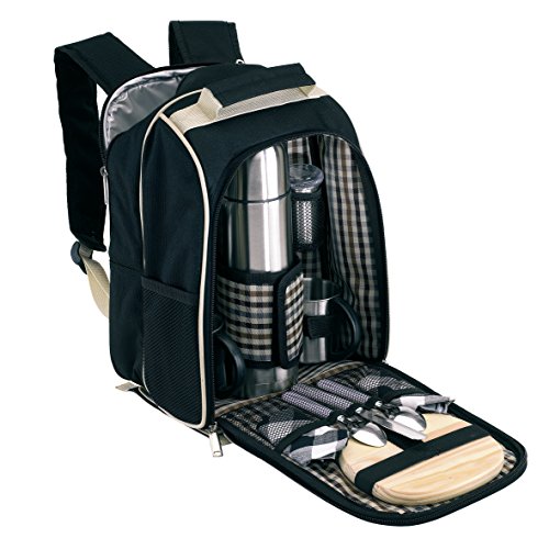 Unbekannt Picknick Rucksack 2 Person Picknicktasche mit Kühlfach Kühlrucksack mit Zubehör Kühltasche ohne Picknickdecke von Unbekannt