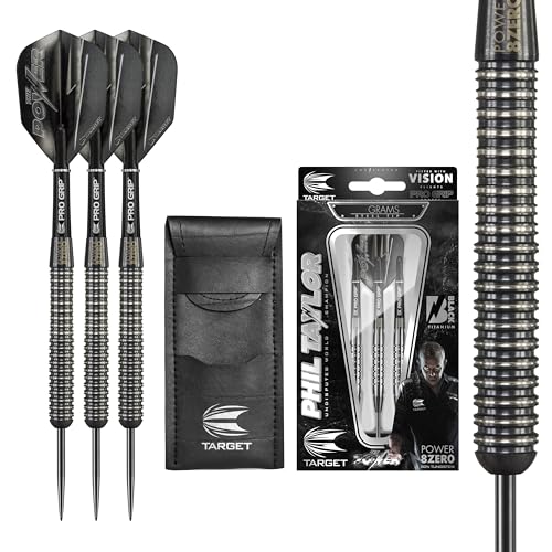 Target Darts Phil Taylor Power 8-Zero 1 Schwarze Steeldart-Darts, Dart-Set aus 80% Tungsten, P8Z1, 23G | Darts in Spielerausführung mit festen Spitzen | Inklusive schwarzem Dart-Etui Target Darts Phil Taylor Power 8-Zero 1 Schwarze Steeldart-Darts, Dart-Set aus 80% Tungsten, P8Z1, 23G | Darts in Spielerausführung mit festen Spitzen | Inklusive schwarzem Dart-Etui von Target Darts