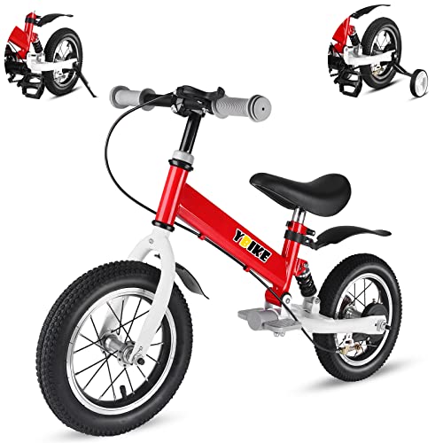 YBIKE Laufrad 2 in1, kinderfahrrad Mit Pedalen, Stoßdämpfern, Schutzblechen,12 14 Zoll laufräder Geeignet für Kinder Von 1-7 Jahren 4 Farben Ausbildungsfahrzeuge von YBIKE