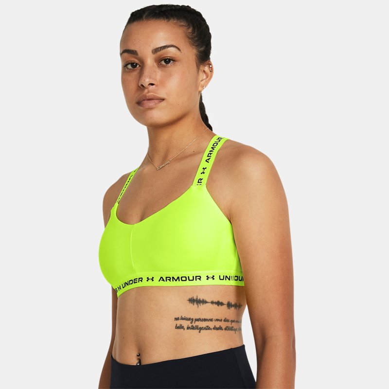 Damen Under Armour Crossback Low Sport-BH High Vis Gelb / High Vis Gelb / Schwarz M von Under Armour