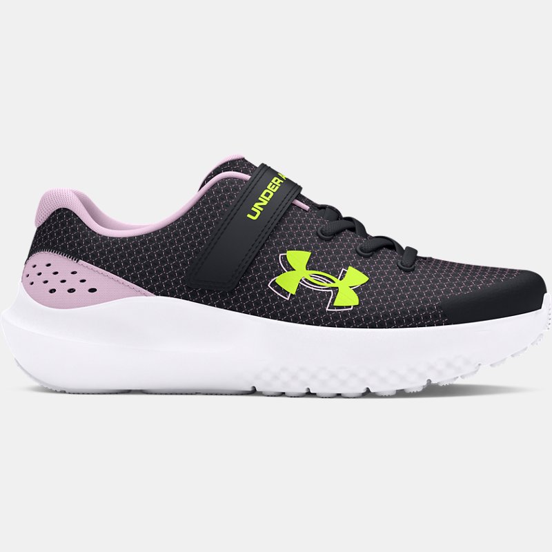 Pre-School Under Armour Surge 4 AC Laufschuhe für Mädchen Schwarz / Violett Ace / High Vis Gelb 33.5 von Under Armour