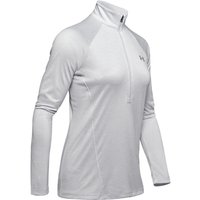 UNDER ARMOUR Tech 1/2-Zip langarm Sweatshirt Damen 014 - halo gray/halo gray/metallic silver L von Under Armour