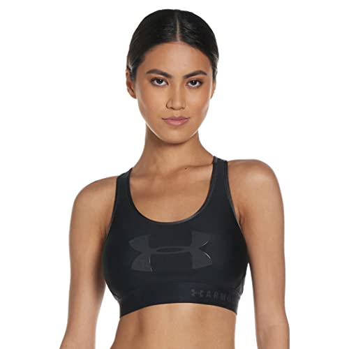 Under Armour Armour Mid Keyhole Graphic, komfortable Funktionsunterwäsche, Sport BH mit Racerback Design und Kompressions Passform Damen, Schwarz (Black / Jet Gray / Jet Gray) , XS von Under Armour