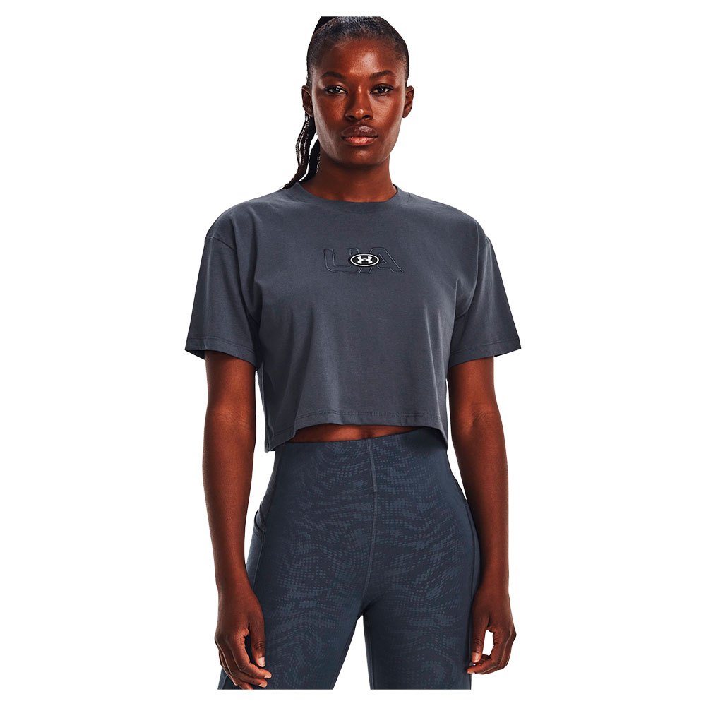 Under Armour Branded Logo Crop Short Sleeve T-shirt Grau L Frau von Under Armour