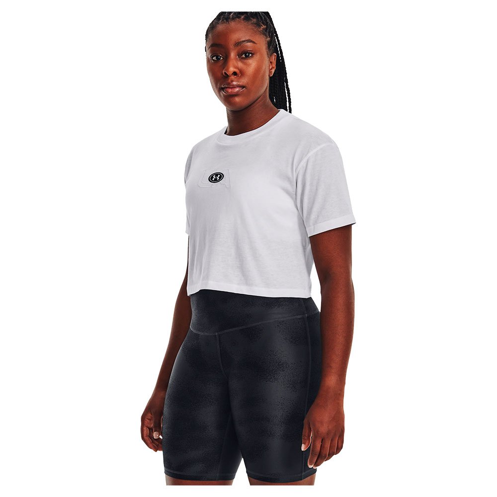 Under Armour Branded Logo Crop Short Sleeve T-shirt Weiß L Frau von Under Armour