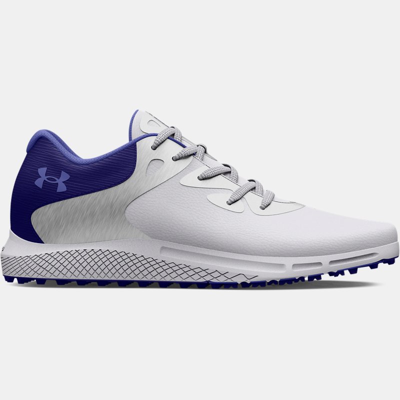 Under Armour Charged Breathe 2 Golfschuhe ohne Spikes für Damen Weiß / Metallisch Silber / Baja Blau 38 von Under Armour