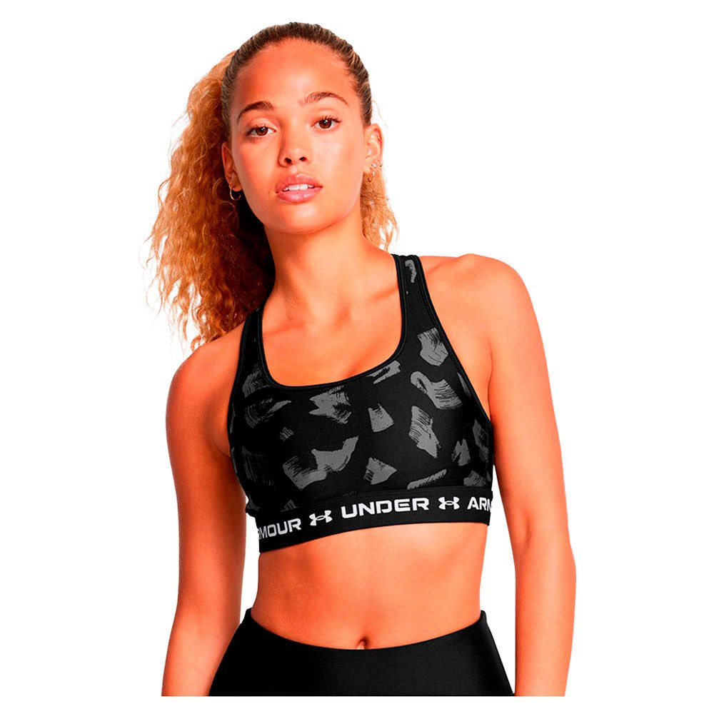 Under Armour Crossback Print Medium Support Sports Top Schwarz,Grau XS Frau von Under Armour