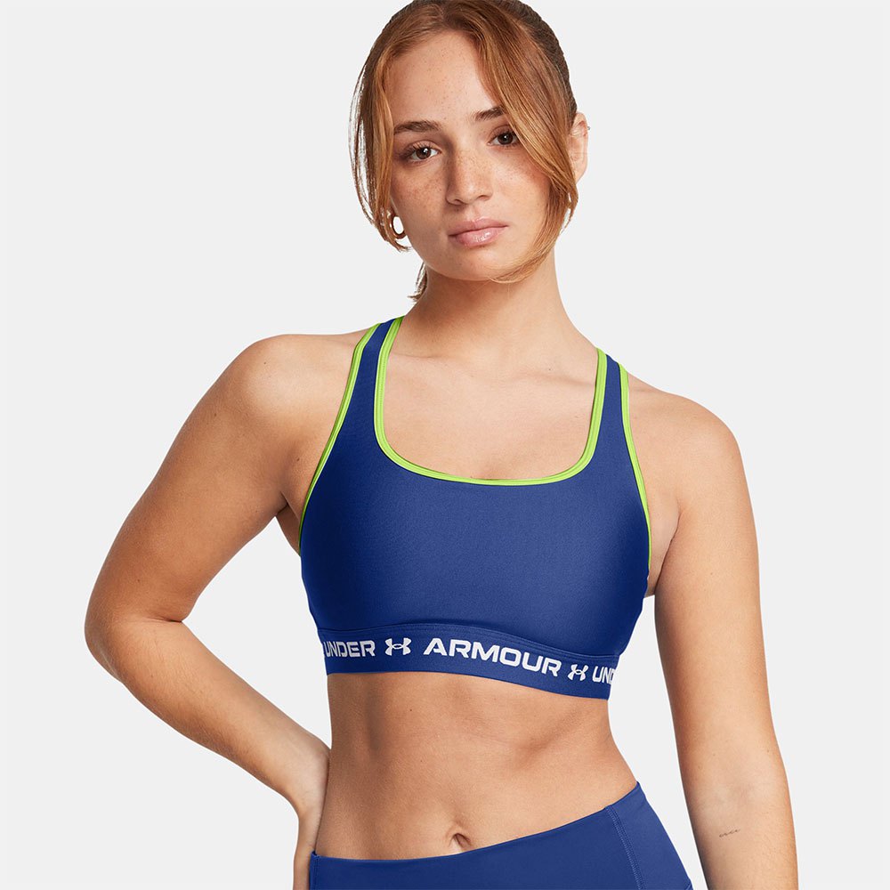 Under Armour Crossback Sports Top Medium Support Blau L Frau von Under Armour