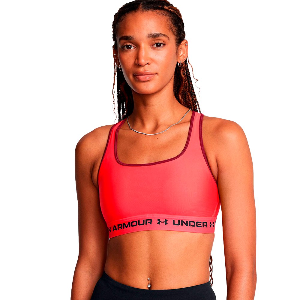 Under Armour Crossback Medium Support Sports Top Rot S Frau von Under Armour