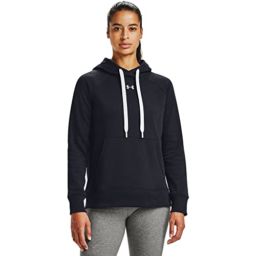 Under Armour Damen Aufwärmoberteil Rival Fleece HB Hoodie, Black/White/ (001), L, 1356317-001 von Under Armour