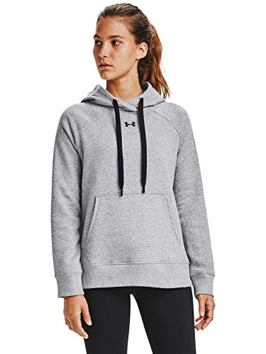 Under Armour Damen Aufwärmoberteil Rival Fleece HB Hoodie, Steel M Heather/Black/ (035), XL, 1356317-035 von Under Armour