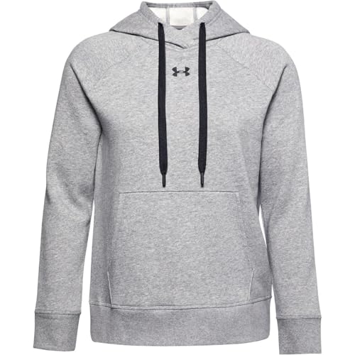 Under Armour Damen Aufwärmoberteil Rival Fleece HB Hoodie, Steel M Heather/Black/ (035), L, 1356317-035 von Under Armour