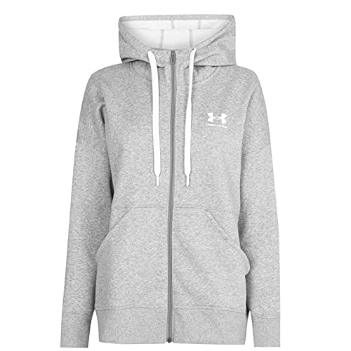 Under Armour Damen Aufwärmoberteil Rival Fleece Hoodie mit Durchgehendem Zip, Steel M Heather//White (035), XS, 1356400-035, Steel Medium Heather / / White, 17 von Under Armour