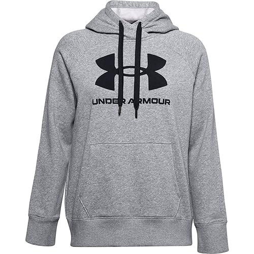 Under Armour Damen Aufwärmoberteil Rival Fleece Logo Hoodie, steel M Heather/ Black/ (035), L, 1356318-035 von Under Armour