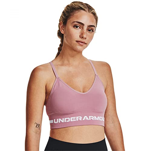 Under Armour Damen Langer Sport-BH aus nahtlosem Material, (697) Pink Elixir/Pink Elixir/White, XL von Under Armour