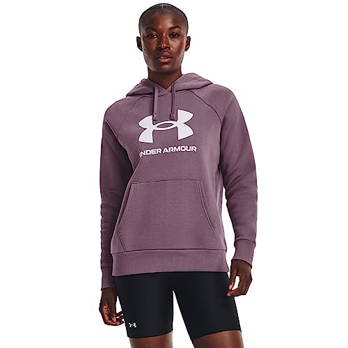 Under Armour Damen Rival Fleece Big Logo Hoodie Sweatshirt, Misty Purple/White, XL von Under Armour