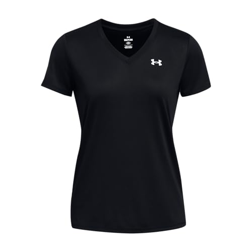 Under Armour Damen Tech SSV- Solid, Trainings-T-Shirt für Damen, kurzärmeliges Funktionsshirt mit V-Ausschnitt für das Training von Under Armour