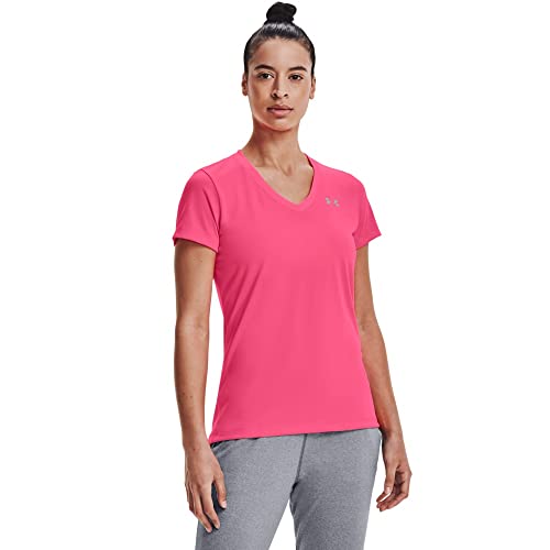 Under Armour Damen Tech Short Sleeve V - Solid, atmungsaktives Laufshirt für Frauen, kurzärmliges Trainingsshirt mit loser Passform von Under Armour