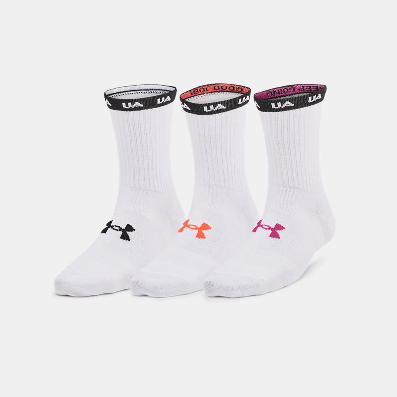 Under Armour Essential halbhohe Socken im 3er-Pack für Damen Weiß / Weiß / Astro Rosa S von Under Armour