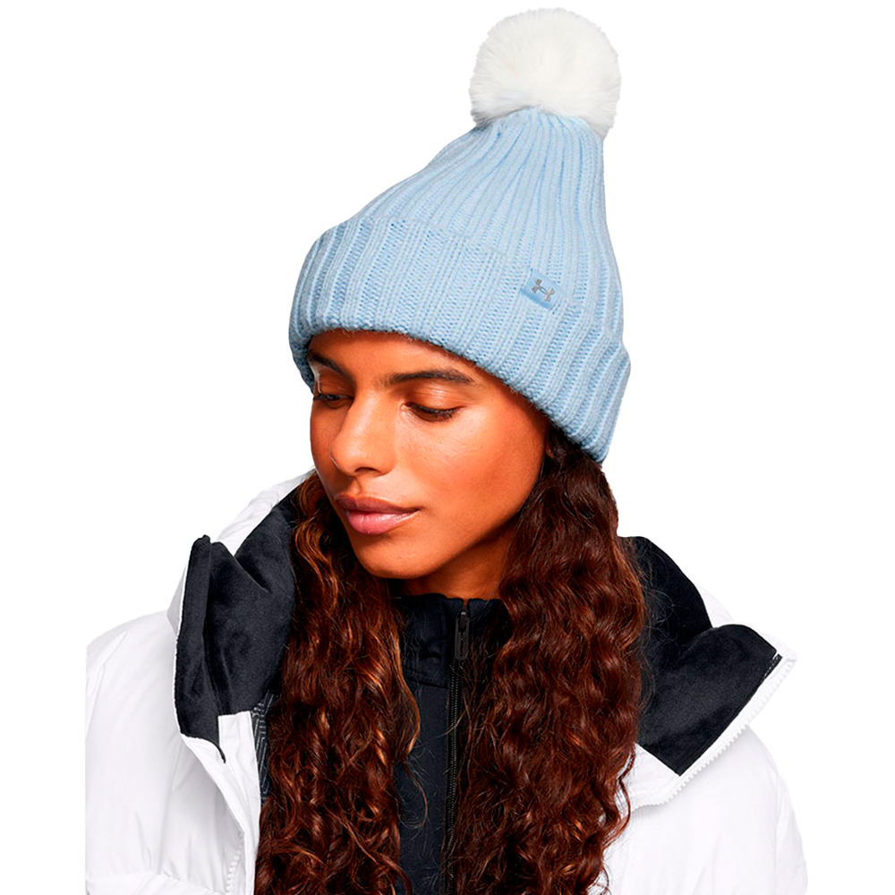 Under Armour Halftime Pom Beanie Blau  Frau von Under Armour