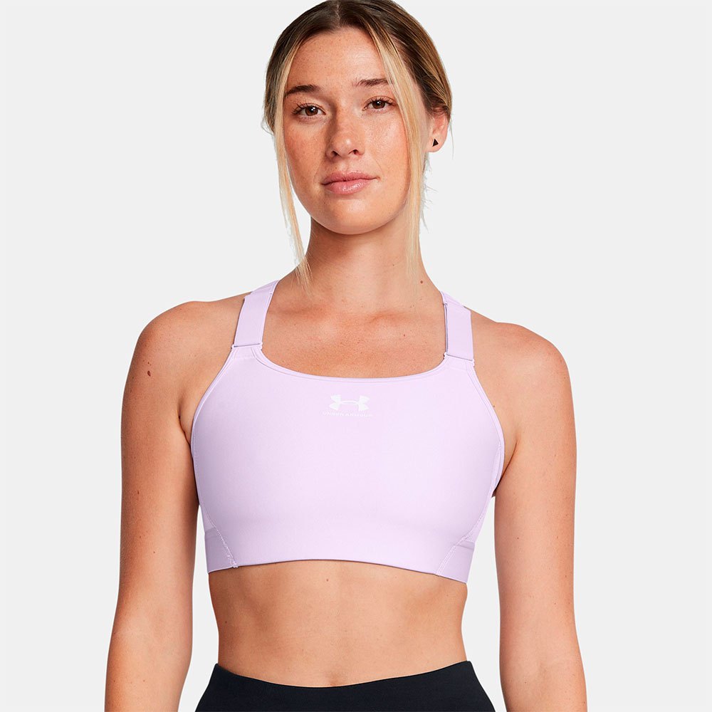 Under Armour Heatgear High Support Sports Top Lila XS Frau von Under Armour