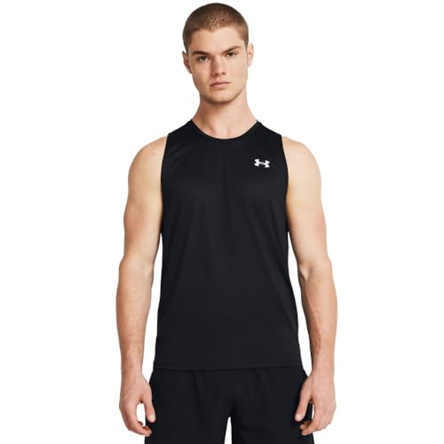 Under Armour Herren Tech Tank Top T-Shirt, Schwarz / Weiß, M von Under Armour