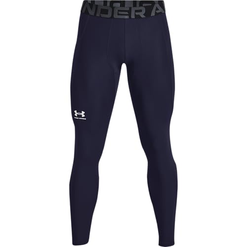 Under Armour Herren UA HG Leggings, lange Sportleggings, atmungsaktive enganliegende Laufhose, Midnight Navy (410)/White, XS von Under Armour