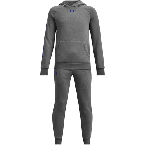 Under Armour Jungen Ua Rival Fleece-Anzug Trainingsanzug, Castlerock Light Heather/Weiß, XS von Under Armour