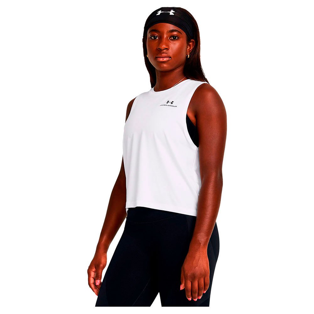 Under Armour Rush Energy Crop Sleeveless T-shirt Weiß S Frau von Under Armour