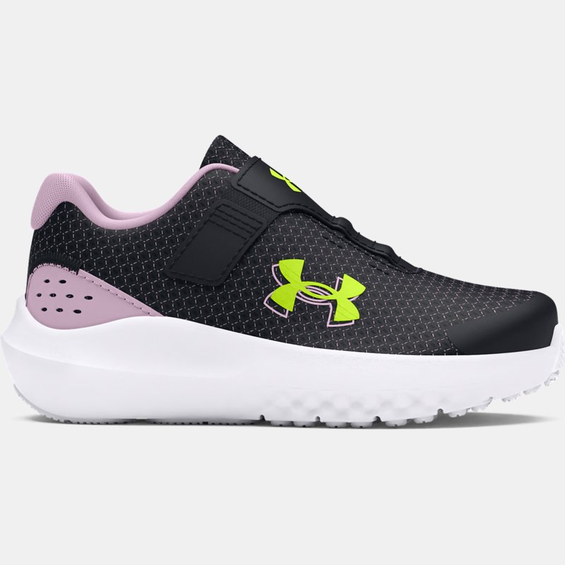 Under Armour Surge 4 AC Laufschuhe für Mädchen Schwarz / Violett Ace / High Vis Gelb 21 von Under Armour