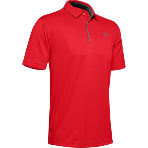 Under Armour Herren Tech atmungsaktives Poloshirt Komfortables und kurz rmliges Sportshirt mit Loser Passform, Red/Graphite Graphite, XL EU von Under Armour