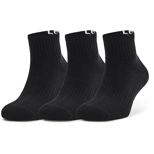 Under Armour Unisex Core Qtr 3Pk Mid Socks, Black, X-Large von Under Armour