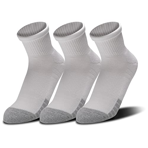 Under Armour Unisex UA Heatgear Quarter 3pk, Sportsocken mit kühlender, trocknender Technologie, Socken aus geruchshemmendem Material mit Fußgewölbestütze, L von Under Armour