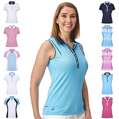 Under Par Damen Pro Qualität ärmellos Golf Poloshirts, 1825-Summer Blue/Black, 36 Under Par Damen Pro Qualität ärmellos Golf Poloshirts, 1825-Summer Blue/Black, 36 von Under Par