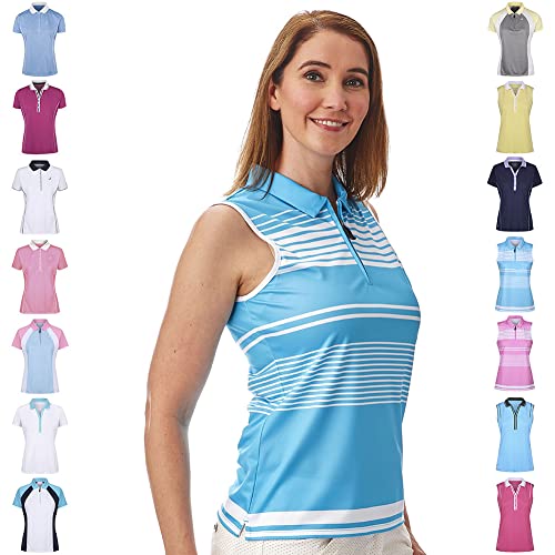Under Par Damen Pro Qualität Ärmellos Golf Poloshirts, 1676-Summer Blue/White, 36 Under Par Damen Pro Qualität Ärmellos Golf Poloshirts, 1676-Summer Blue/White, 36 von Under Par