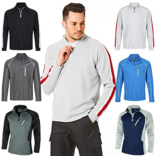 Under Par UPMID1726 Herren Pullover mit Reißverschluss Pullover Atmungsaktiver feuchtigkeitsableitender Golf-Midlayer-Oberteil, Sturmgrau/Rot, XL Under Par UPMID1726 Herren Pullover mit Reißverschluss Pullover Atmungsaktiver feuchtigkeitsableitender Golf-Midlayer-Oberteil, Sturmgrau/Rot, XL von Under Par