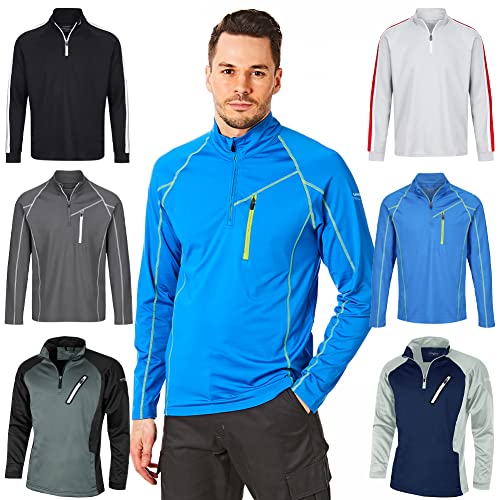 Under Par UPMID1721 Herren Pullover mit Reißverschluss Pullover Atmungsaktiver feuchtigkeitsableitender Golf-Midlayer-Oberteil, Marineblau / Lindgrün, XL von Under Par