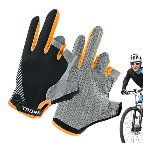 Ungtyb Herren Angelhandschuhe, Mountainbike Handschuhe - Trainingshandschuhe Rutschfest und atmungsaktiv Eisseide Handschuhe - Einstellbare Touchscreen Reithandschuhe mit UV-Schutz von Ungtyb