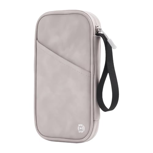 Ungtyb RFID Blocking Wallet, Kartenhalter Brieftasche, Multifunktionale Damen Kartenetui, Kartenhalter Herren, Kartenetui Herren mit Griff, Reisekartenetui für Geschäftsreise, Reisen, hellgrau, Refer von Ungtyb